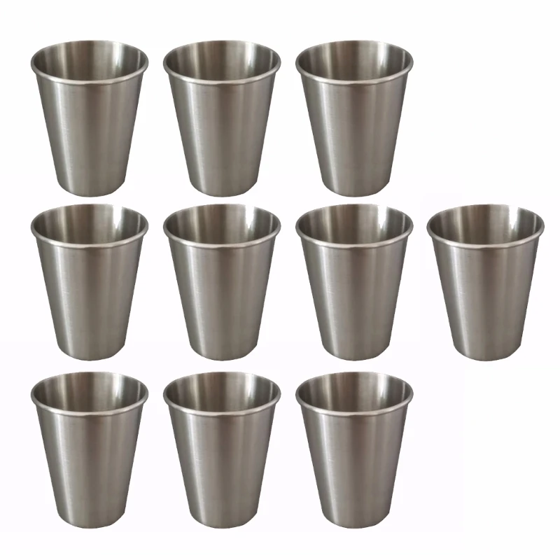 

10Pcs Stainless Steel Rolled Brims Cups Delicate Stainless Steel Cups with Rolled Brims for Safe Drinking Experience