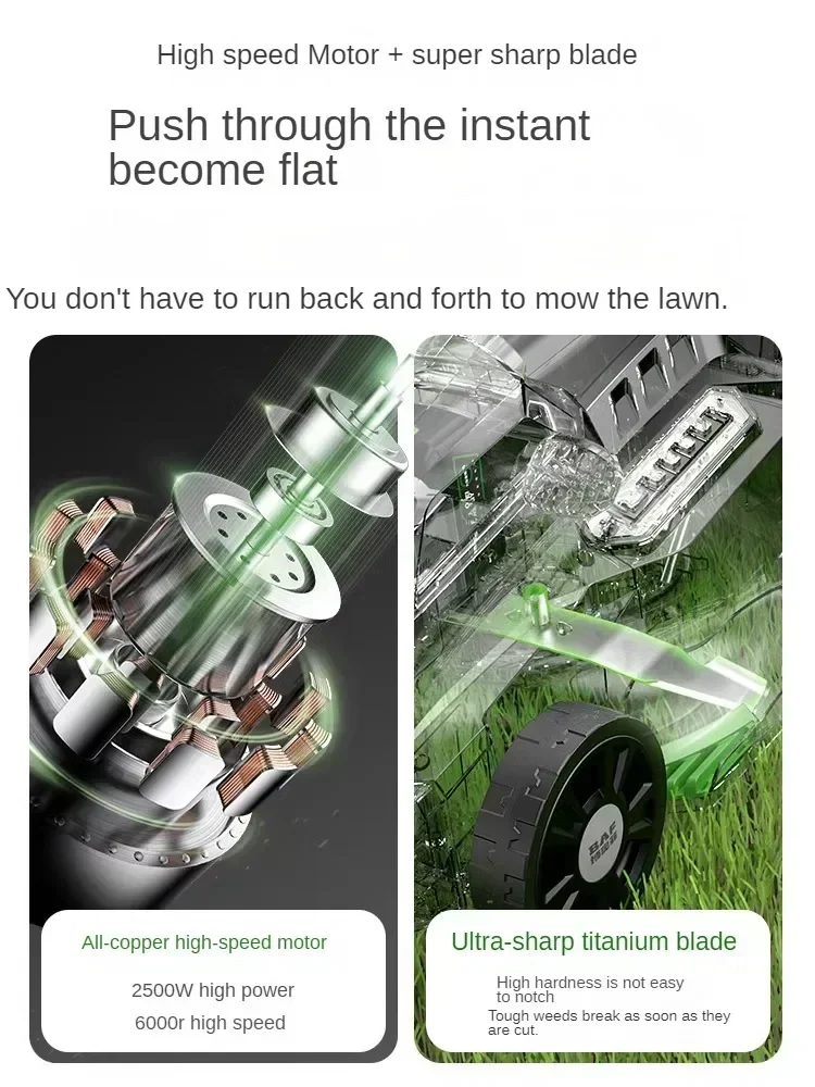 

220V BOAOFI Electric Lawn Mower, Hand-Pushed Grass Trimmer, Mini Household Lawn Edger, Rechargeable Cutting Machine CA