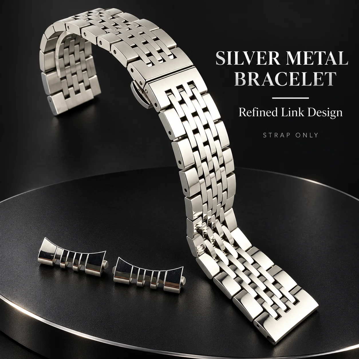Stainless Steel Wacth Strap 12/14/16/17/18/19/20/21/22mm for Jubilee Flat+Curved End Watch Band for Universal Watch Bracelet
