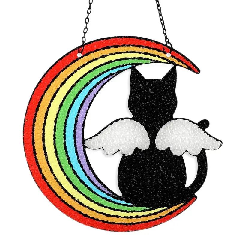 

Creative Acrylic Cat Memorial Suncatcher Black Cat Memory Gifts Home Wall Art Hanging Decoration Art For Wall Living Room