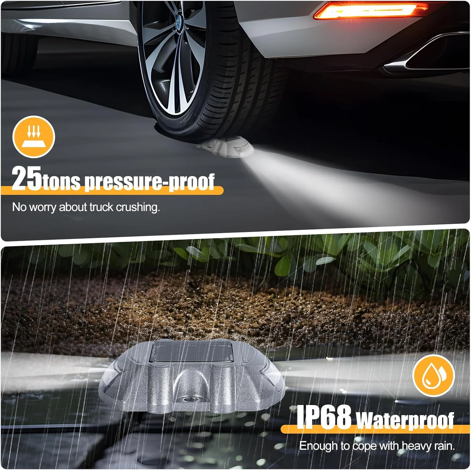 โคมไฟพลังงานแสงอาทิตย์อะลูมิเนียมหล่อขึ้นรูป กันน้ำ 6 LED ไร้สาย สำหรับภายนอกอาคาร ทางเดิน ถนน ไฟ LED สำหรับภายนอกอาคาร 2 ชิ้น แบบกระพริบ