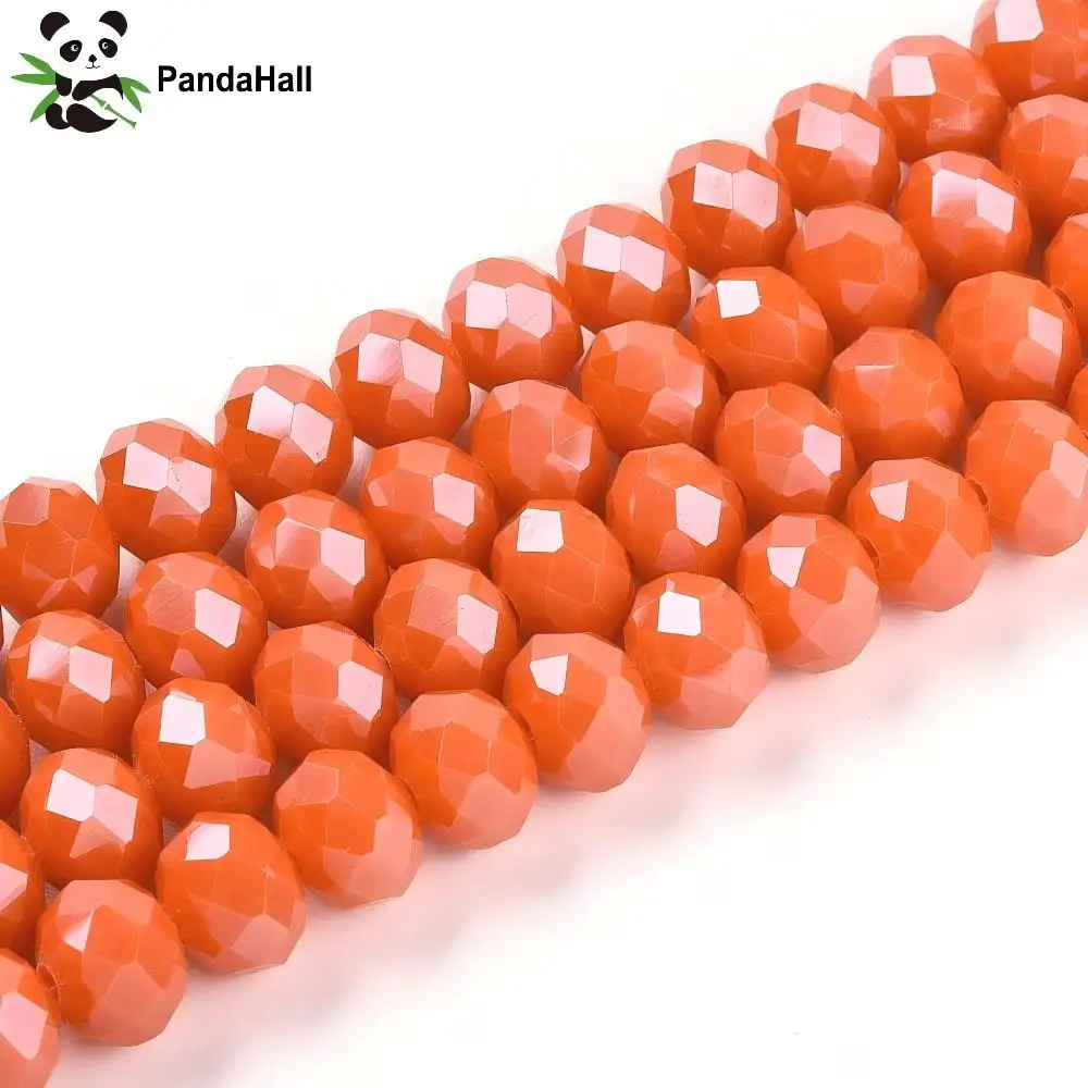 PandaHall 10 Strands Pearl Luster Electroplated Glass Beads Faceted Rondelle for DIY Jewelry Making Necklace Bracelet  Supplies