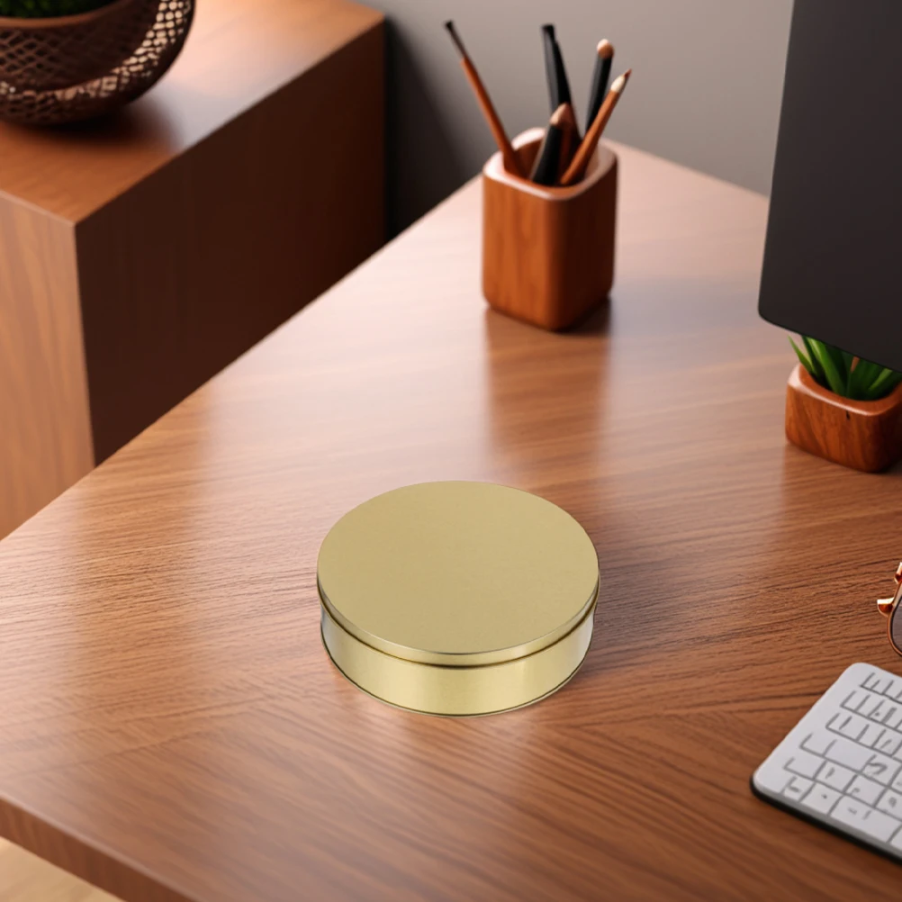 

4pcs Round Cookie Tins Metal Storage Containers With Lids Holiday Biscuit Tin Box For Christmas Treats Golden Cake Candy Jar