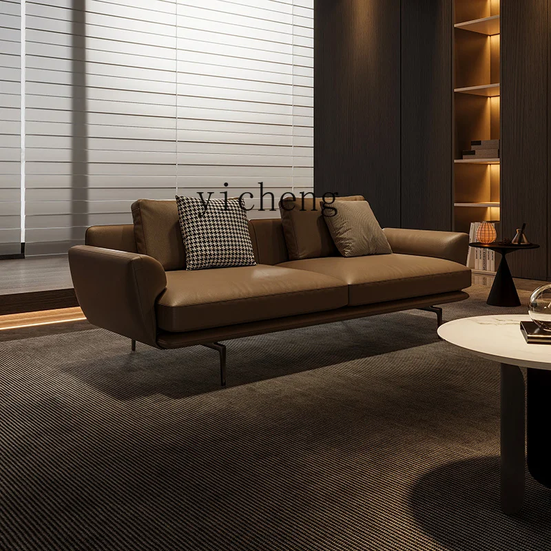 XL special-shaped corner leather sofa minimalist antique high-end large apartment living room