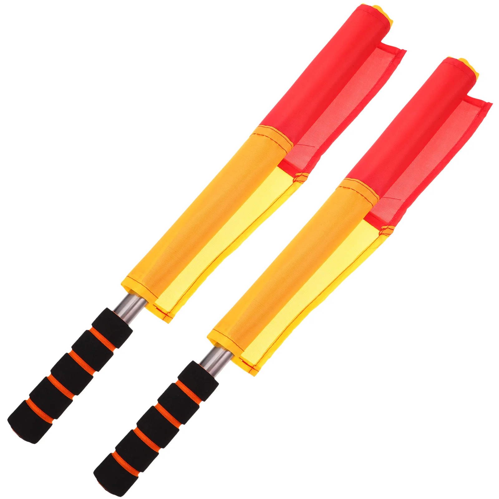 

2pcs Competition Referee Durable Handheld Signal For Soccer Football Racing Lightweight Polyester Stainless Steel Waving High