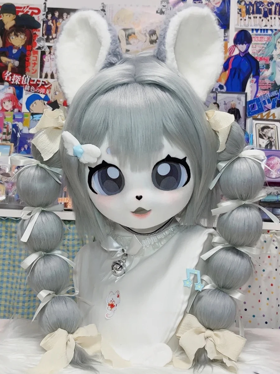 Kig cabeza peluda Cosplay Kigurumi Fursuit auriculares bestia hecho a mano personalizado Fursuit Kigurumi cabeza peluda personalizado juego de rol Fursuit