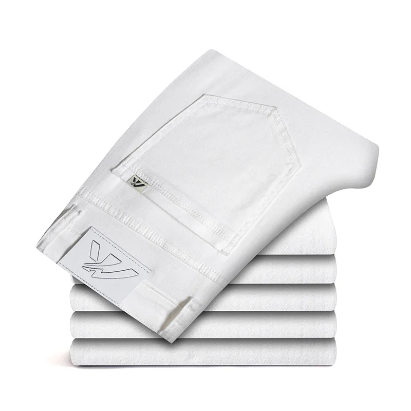 2026 New In Classic Style Summer Men\'s Slim Fit White Jeans  Quality Business Fashion Cotton Stretch Denim Pants Brand Trousers