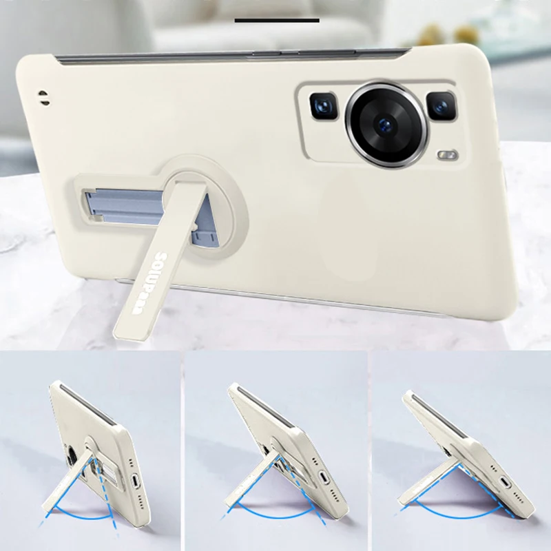 For Huawei P50 P40 P60 P30 Pro Lite HuaweiP50 Case Hard Cover Ultra-thin Hard Frameless Phone Cases White With Holder Lanyard