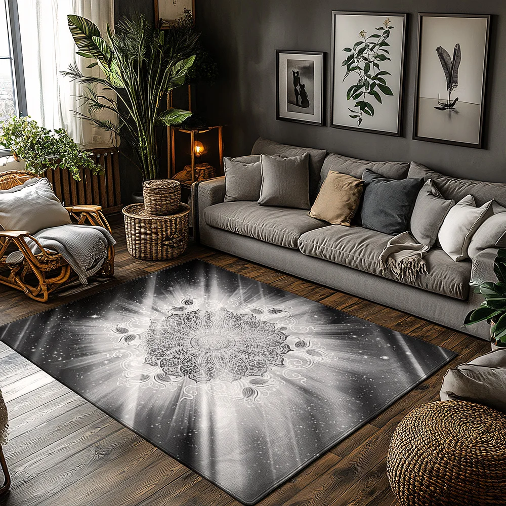 Yoga Mandala Area Rug Non-Slip Floor Mat Bohemian Home Decor Living Room Carpet Meditation Zen Design Peaceful Spiritual Artwork