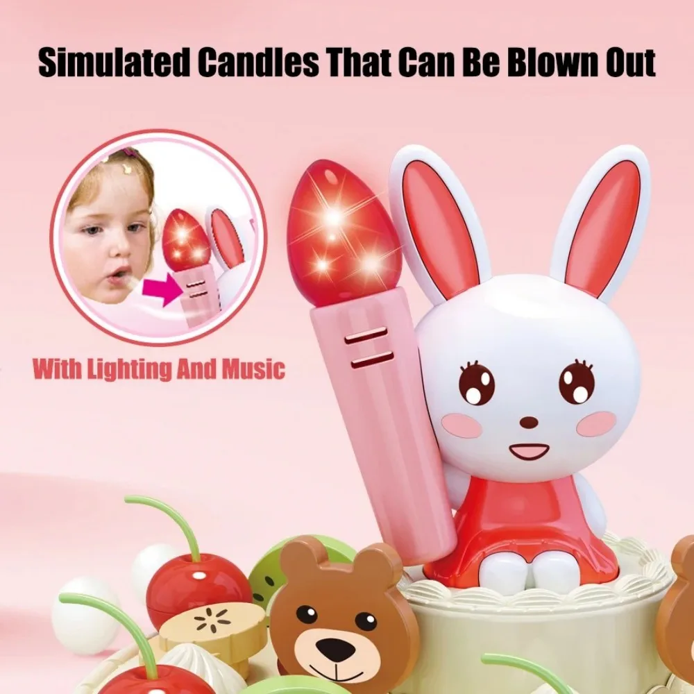 85 pezzi torta di compleanno per bambini giocattolo gioca a casa tè pomeridiano set festa di compleanno giocattoli da cucina con musica leggera regalo per l'educazione precoce