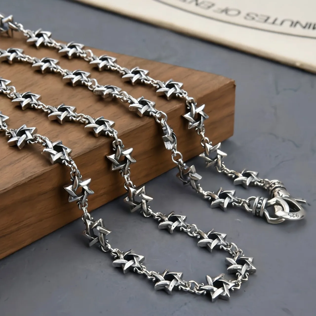 S925 pure silver antique palace cross dice Cuban necklace trend Wholesale of Sen series clavicle chain for men and women