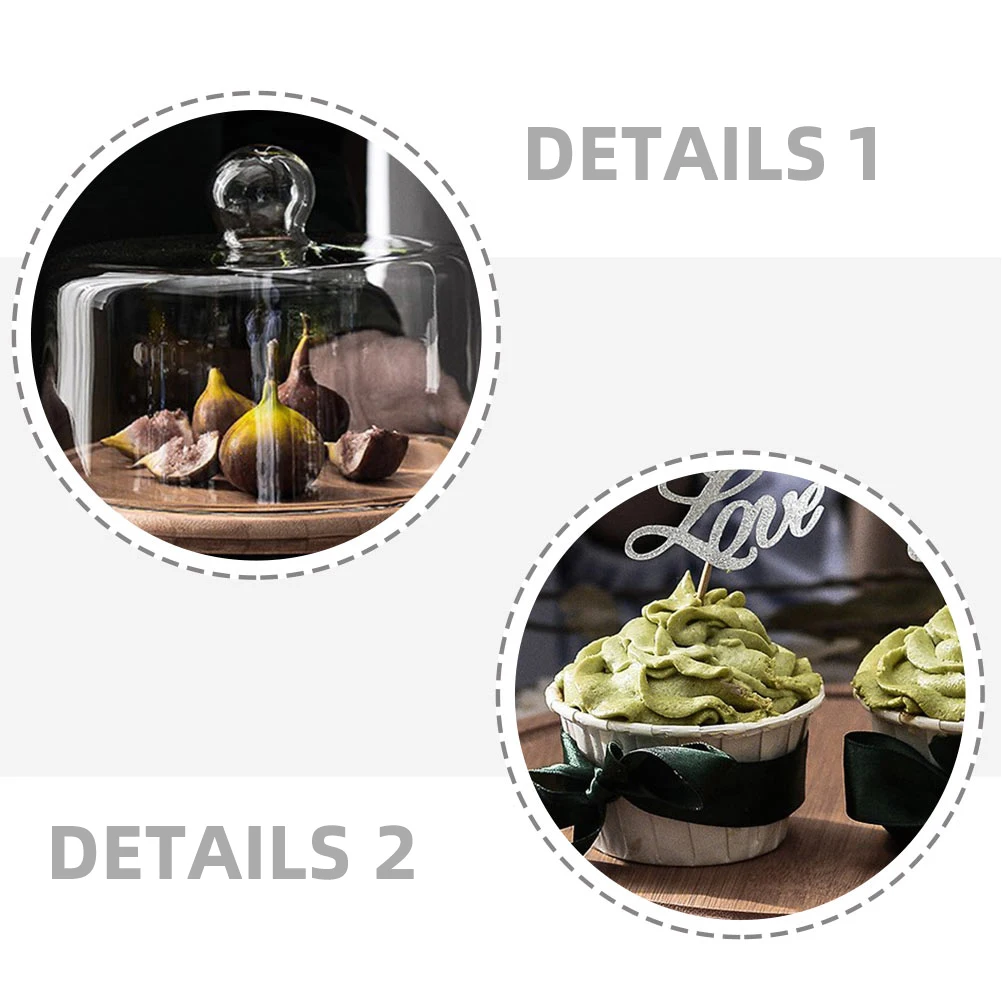 

1 set Glass Cake Transparent Food Display Protective Dessert Lid For Party Wedding Buffet Dustproof Food Cover Hotel Bread Cover