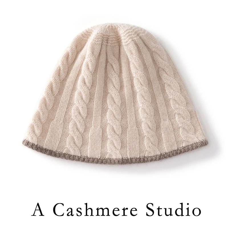 

New Arrival Winter Women Hats 35% Cashmere Knitted Headgears Soft Thick Warm Fashion Bucket Hat Girl Cap 4Colors High Quality
