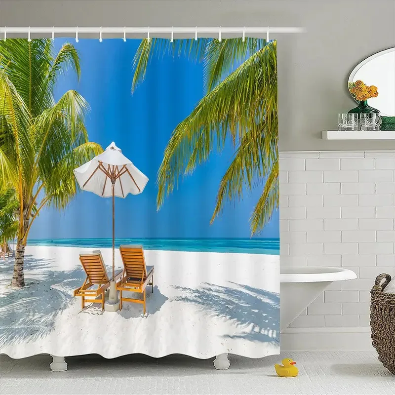 

JHB23Retro Ink Cherry Trees Shower Curtain Ocean Beach Flamingo Landscape Plant Flower Leaves Dandelion Art Bathroom Decor C9Kj(
