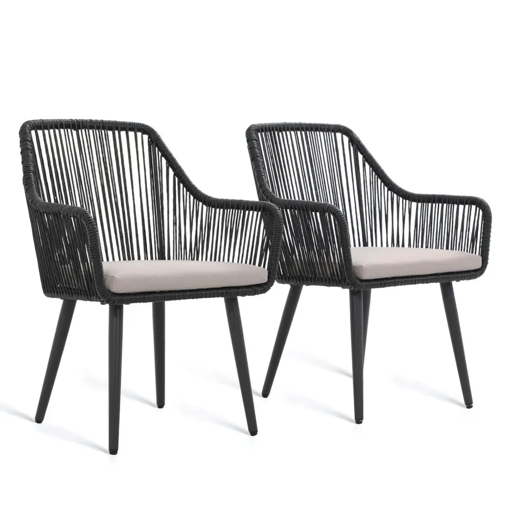 

Patio Dining Chairs Set of 2, Outdoor Rattan Chairs with Armrest and Cushions for Outside Lawn, Garden, Customized