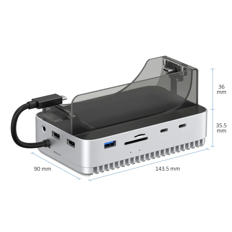 The storage expansion stand is suitable for Mac mini M4 docking station, hard drive box M.2 desktop base