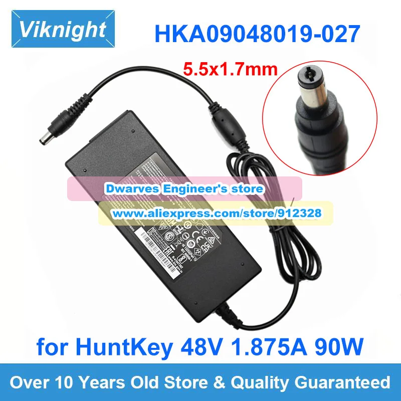 Genuine HKA09048019-027 Ac Adapter 48V 1.875A Laptop Charger for HuntKey 90W Power Supply 5.5*1.7mm Tip