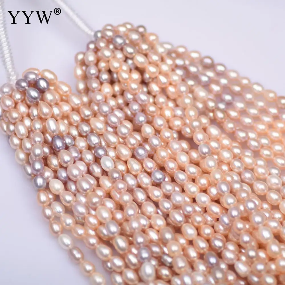 

multi-colored Pearl Real Natural Freshwater Cultured Rice Shape Loose Beads Pearls 6mm 7mm 8mm Size For Jewelry Making DIY