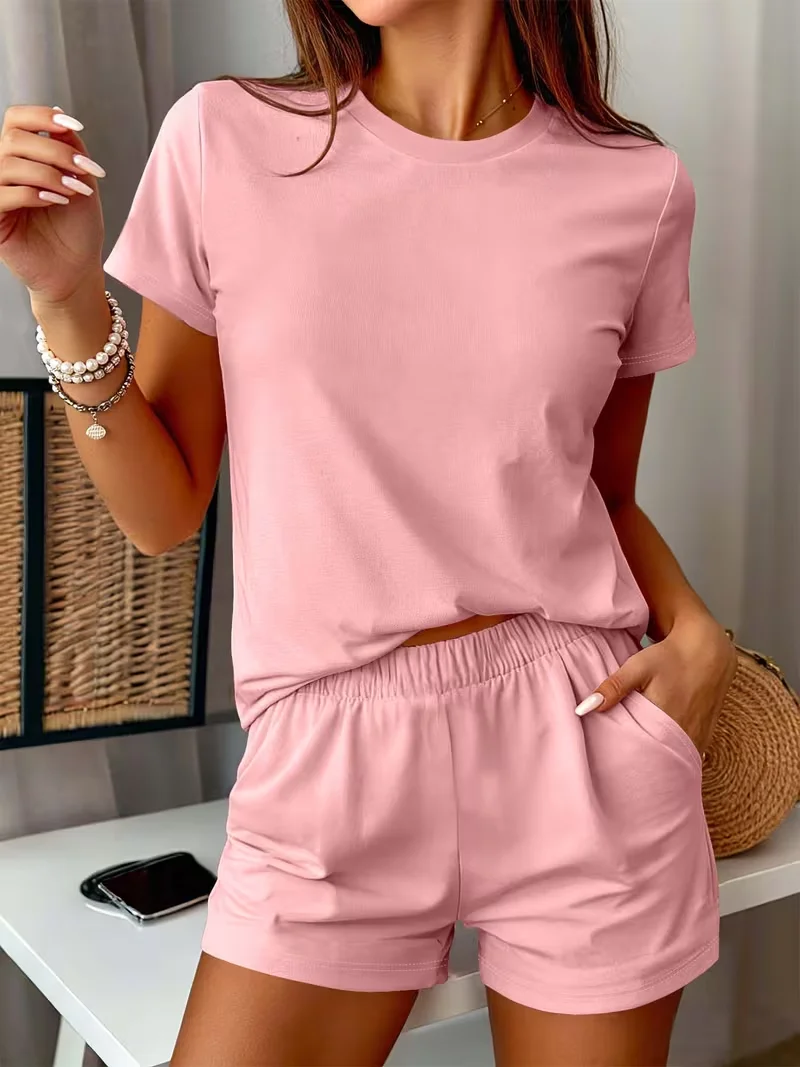 T-Shirts - 2PCS Setelan Kaos Lengan Pendek Longgar