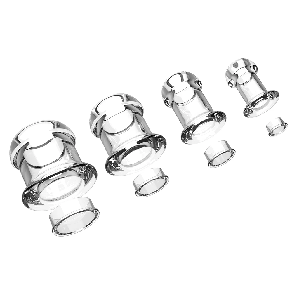 Hollow Speculum Peeking Anal Beads Butt Plug with Stopper Expander Tunnel Transparent Anus Dilation Adult Women Men Gay