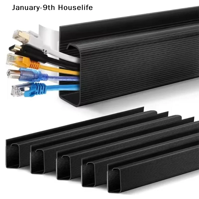 40cm PVC Desk Cable Tray Cable Management Under Desk Channel Cable Raceway Cord Hider No Drilling For Home Office Wire Organizer