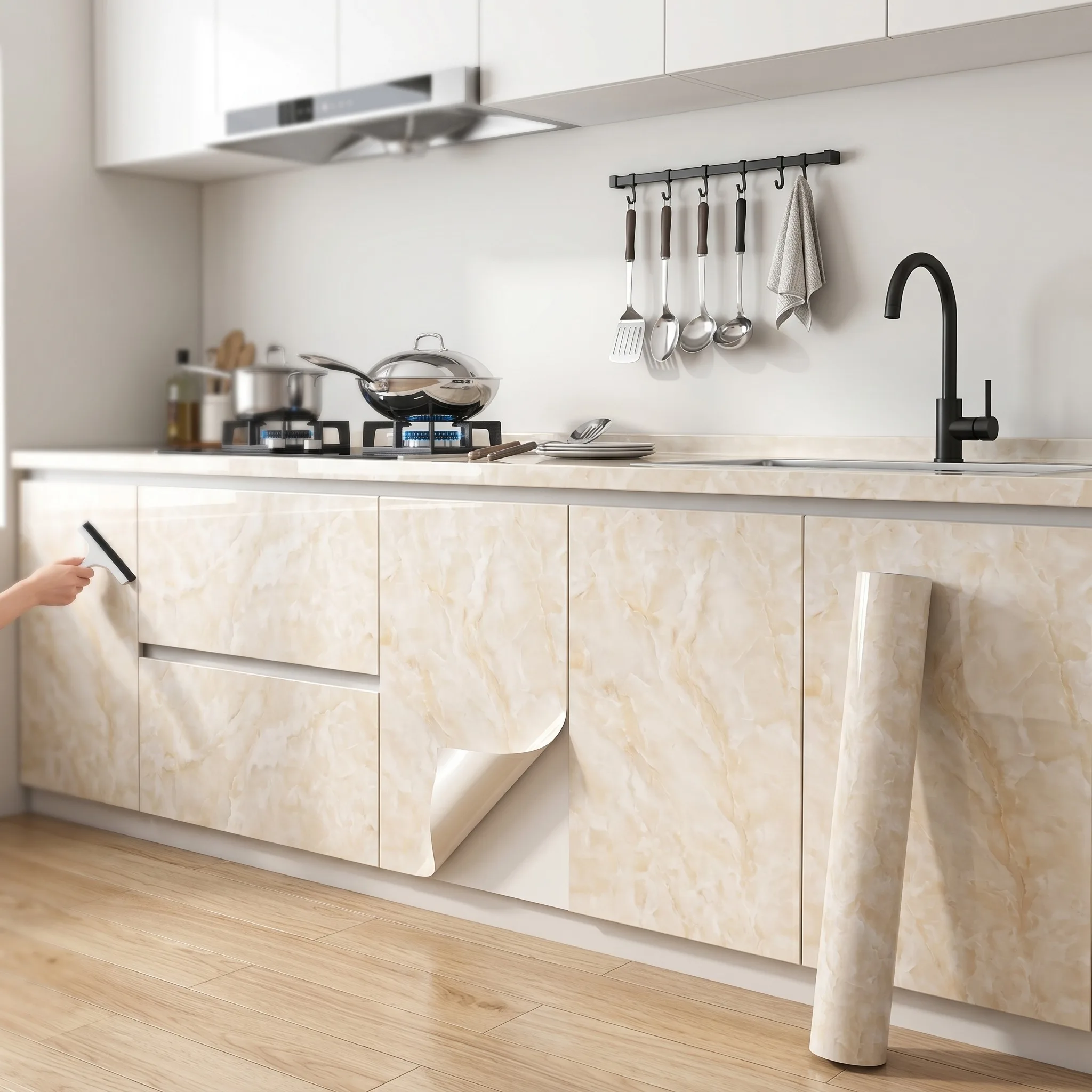 Marble Oil Waterproof Contact Paper Self Adhesive Film For Kitchen Stove Countertop Cabinet Furniture DIY Renovation