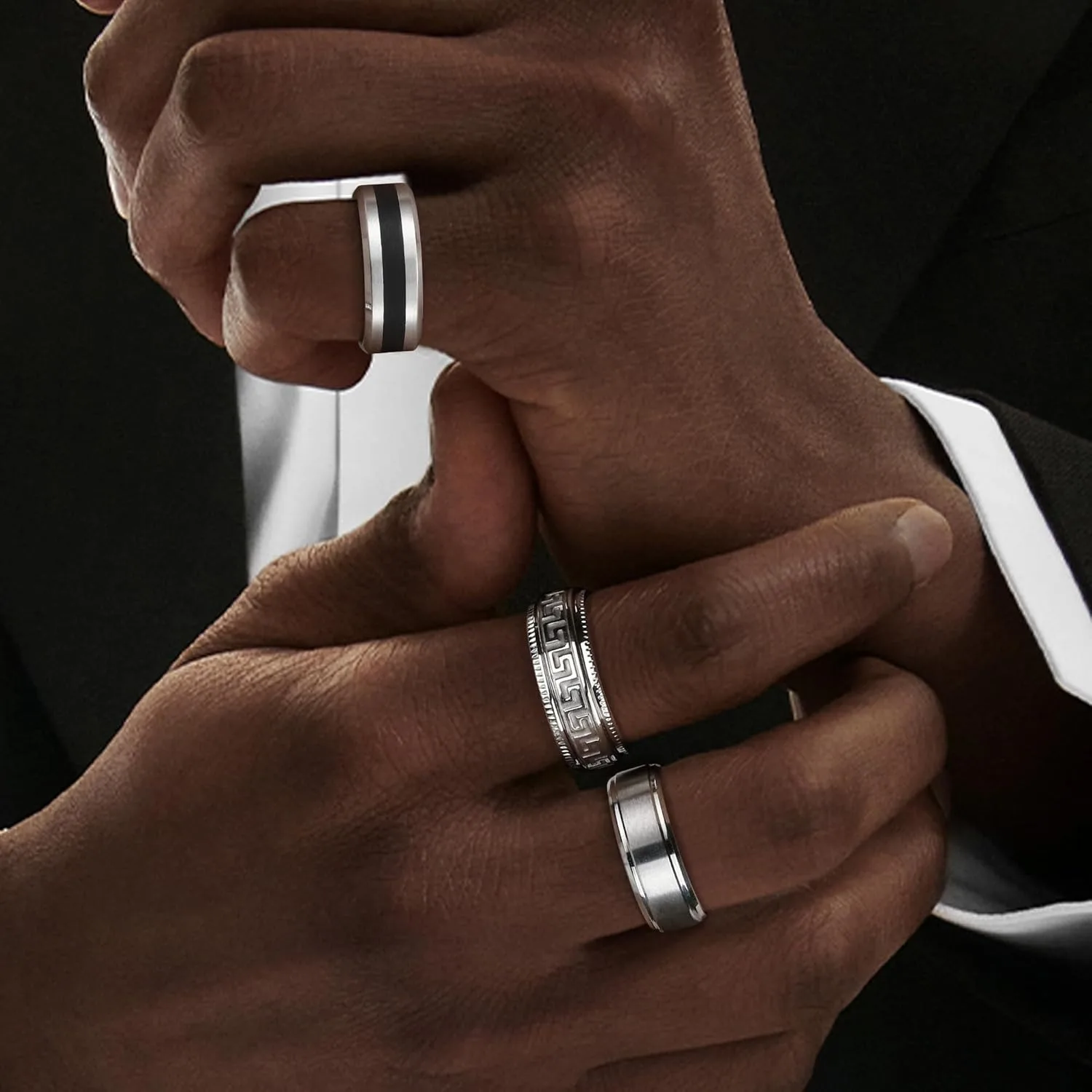 

Bobisty 6Pcs Mens Rings 316L Stainless Steel for Men Women Vintage Thumb Engagement Ring Wedding Band Fidget Ring Set Jewel Gift