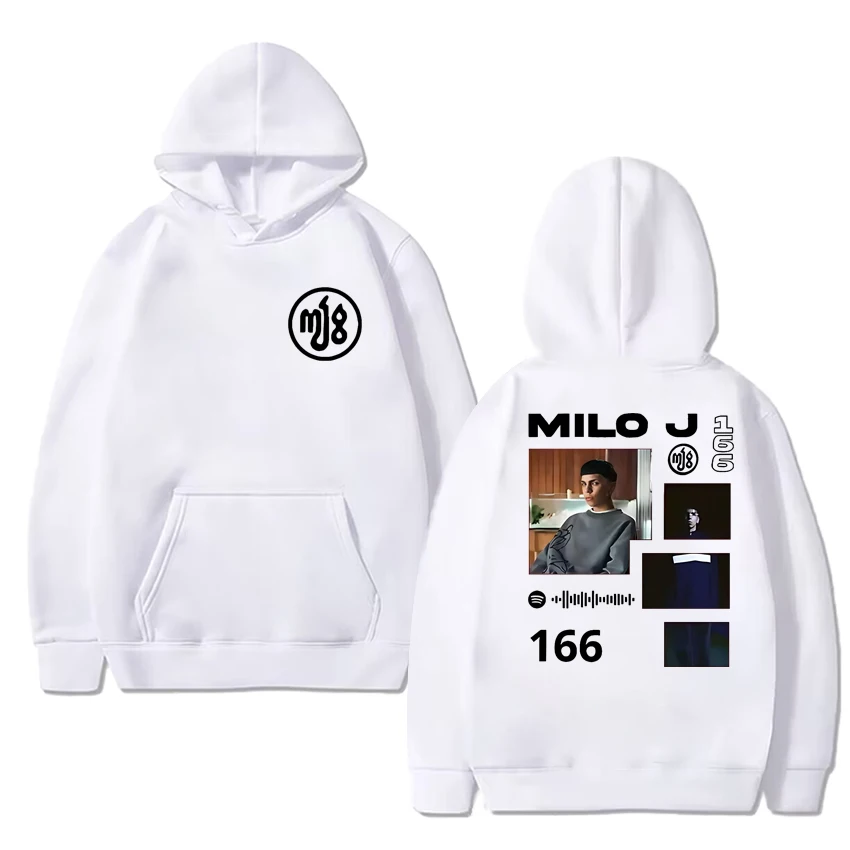 حار مغني الراب ميلو J 166 ألبوم مزدوج الوجهين أغطية رأس مطبوعة 2025 جديد للجنسين خمر الهيب هوب الشارع الشهير الرجال النساء بلوزة من الصوف #4