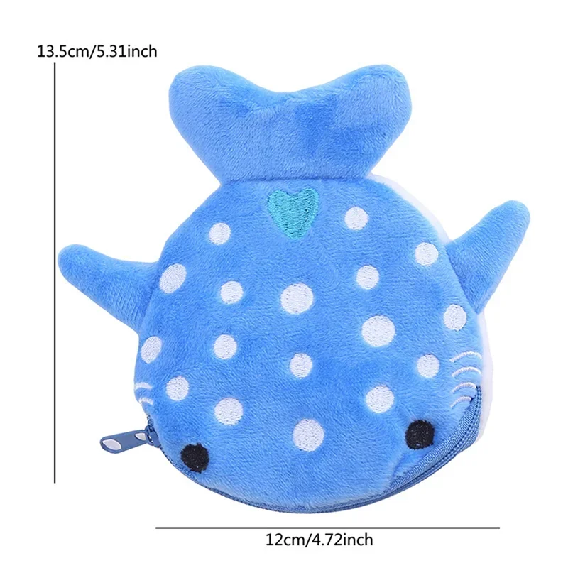 Porte-monnaie requin baleine de dessin animé mignon, portefeuille Kawaii, sac à monnaie en peluche portable, sac à clés, sac à écouteurs, sac à fermeture éclair, cadeau pour enfants