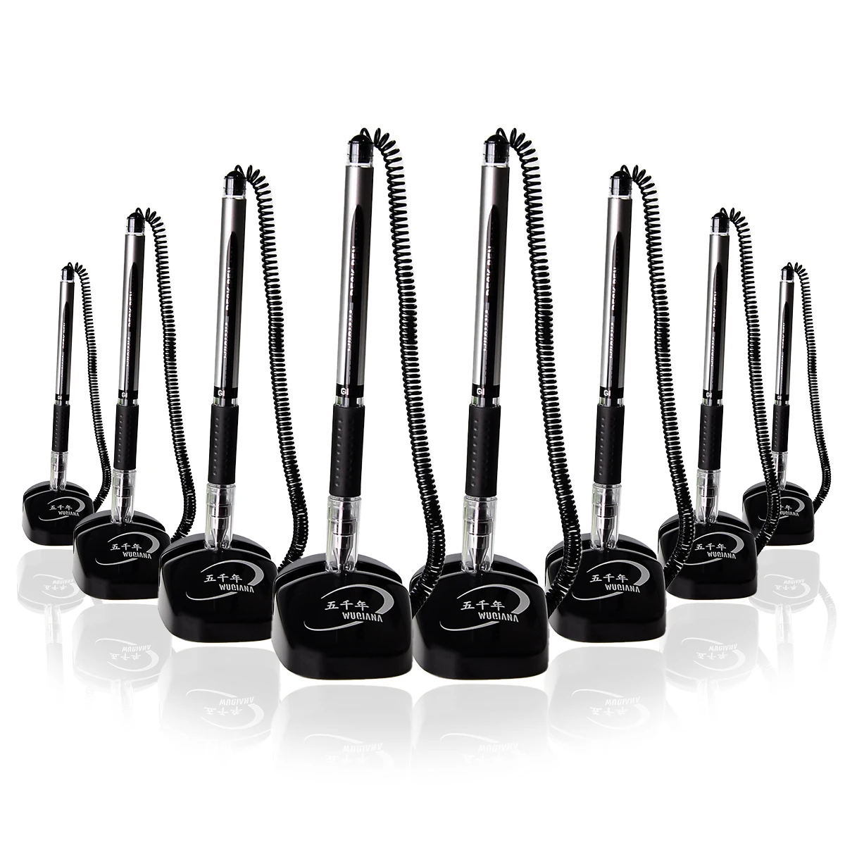 3/6pcs Creative sticky desk with cable base fixed black signature pen anti-loss pen for hotel companies and offices