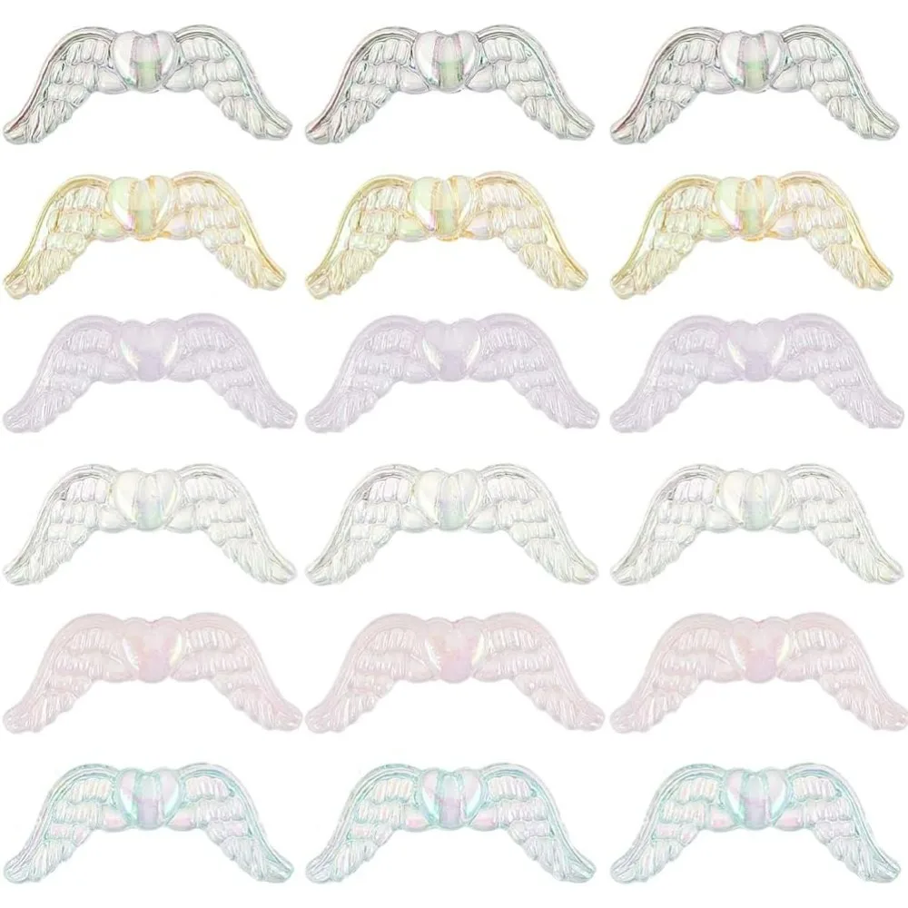 

1 Box 36Pcs Wing Beads Transparent Wings Charm Bead Bulk Acrylic Clear White Pink Angel Fairy Wing Charms Loose Spacer Beads