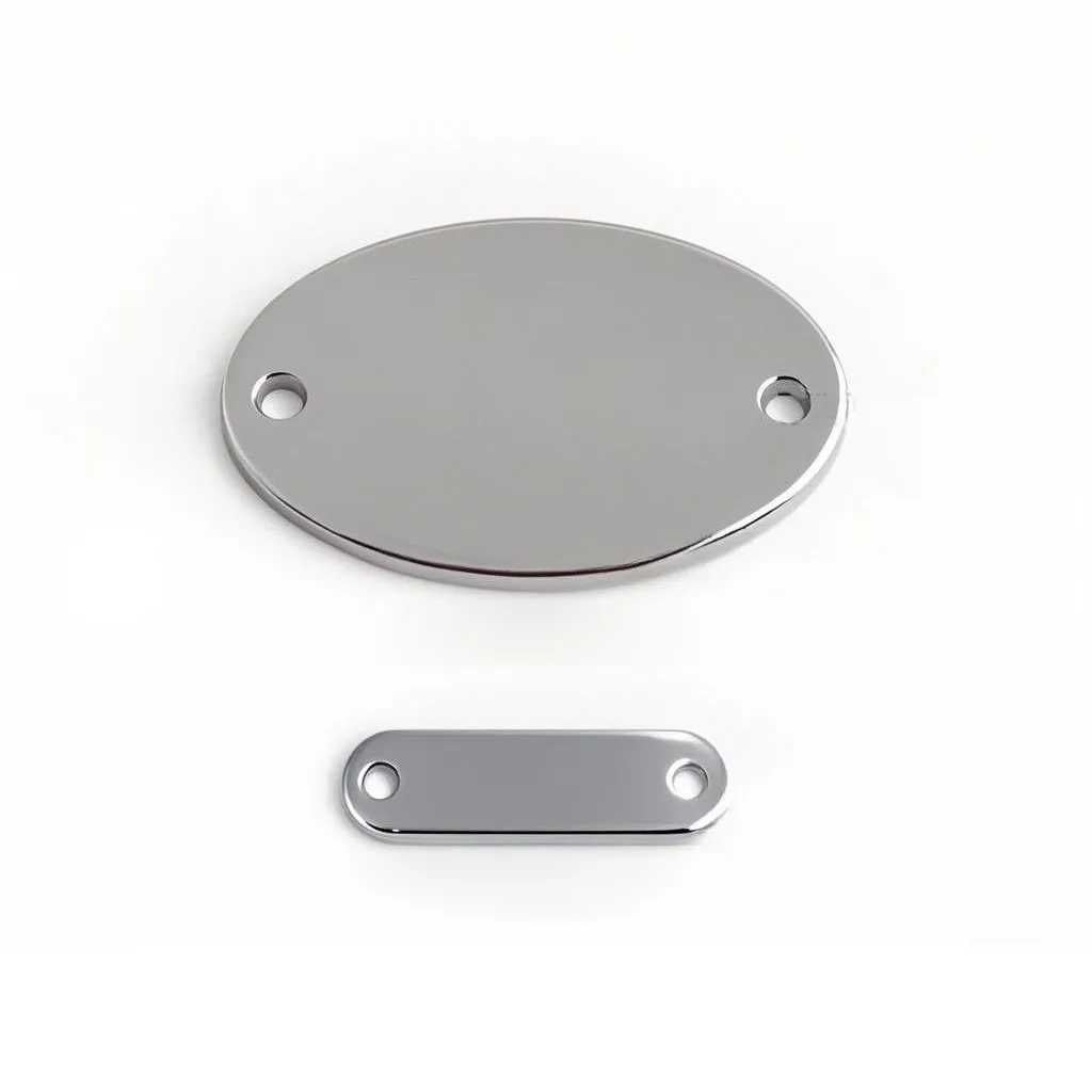 Stainless Steel Rectangular Oval Double Holes Sewing Handmade Laser Tag Clothing Sew Metal Labels For keychain Bag Clothes Decor