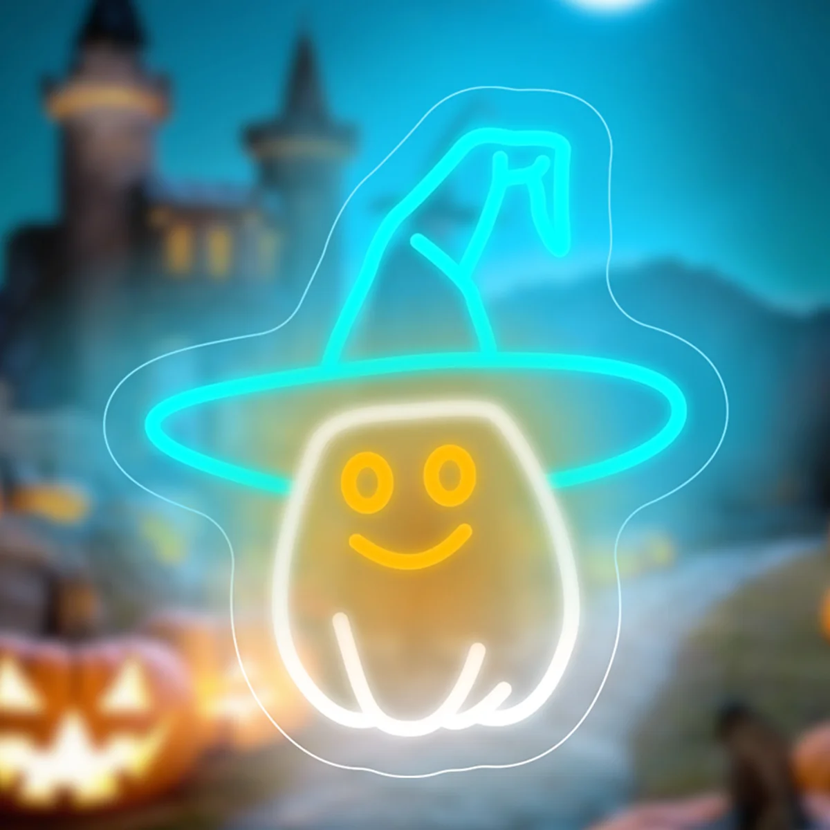 

Ghost Neon Sign for Halloween Decor Witch Neon Light USB Dimmable for Bedroom Club Store Party Mall Display Window Decor Gift