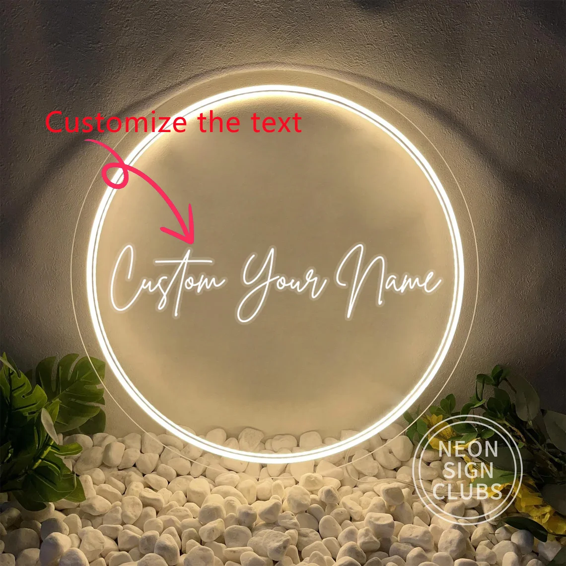 1PC Round Shape Customize The Text LED Night Light Acrylic Sign USB Power for Home Decoration for Beauty Salon Decor for Party