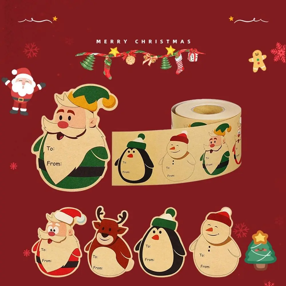 New Paper Christmas Sticker Removable 200 Pcs Sealing label Festival Favors Envelope Seal Gift Name Tags Christmas