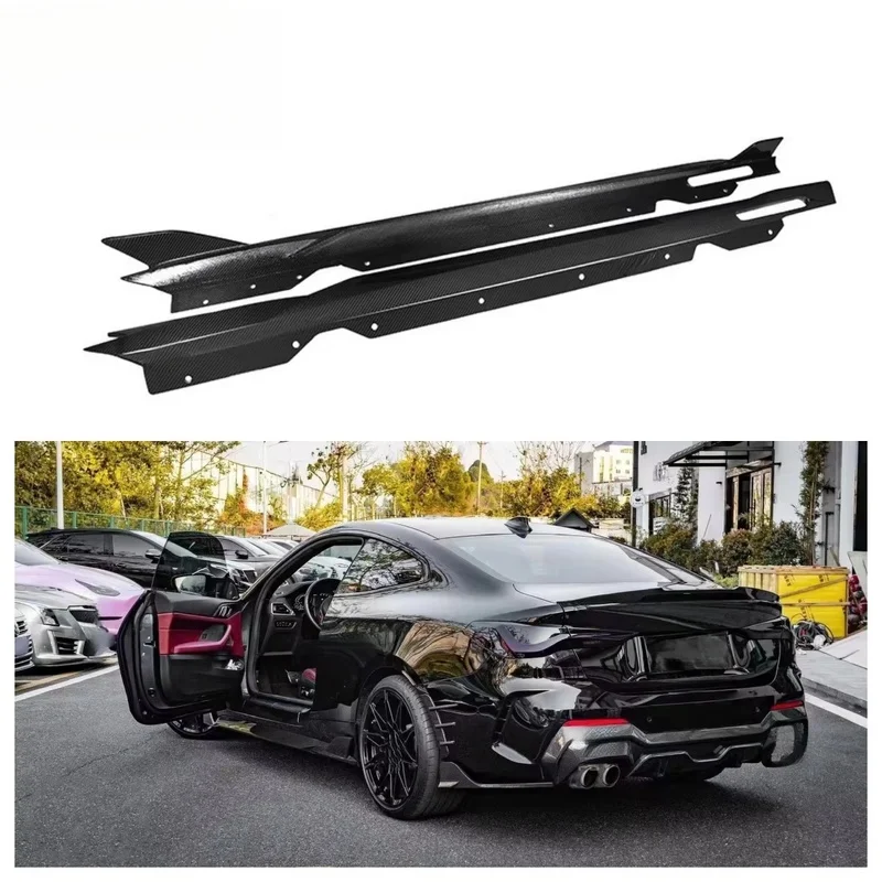 Superior SQ Style Carbon Fiber Side Skirt with Bumper Spoiler