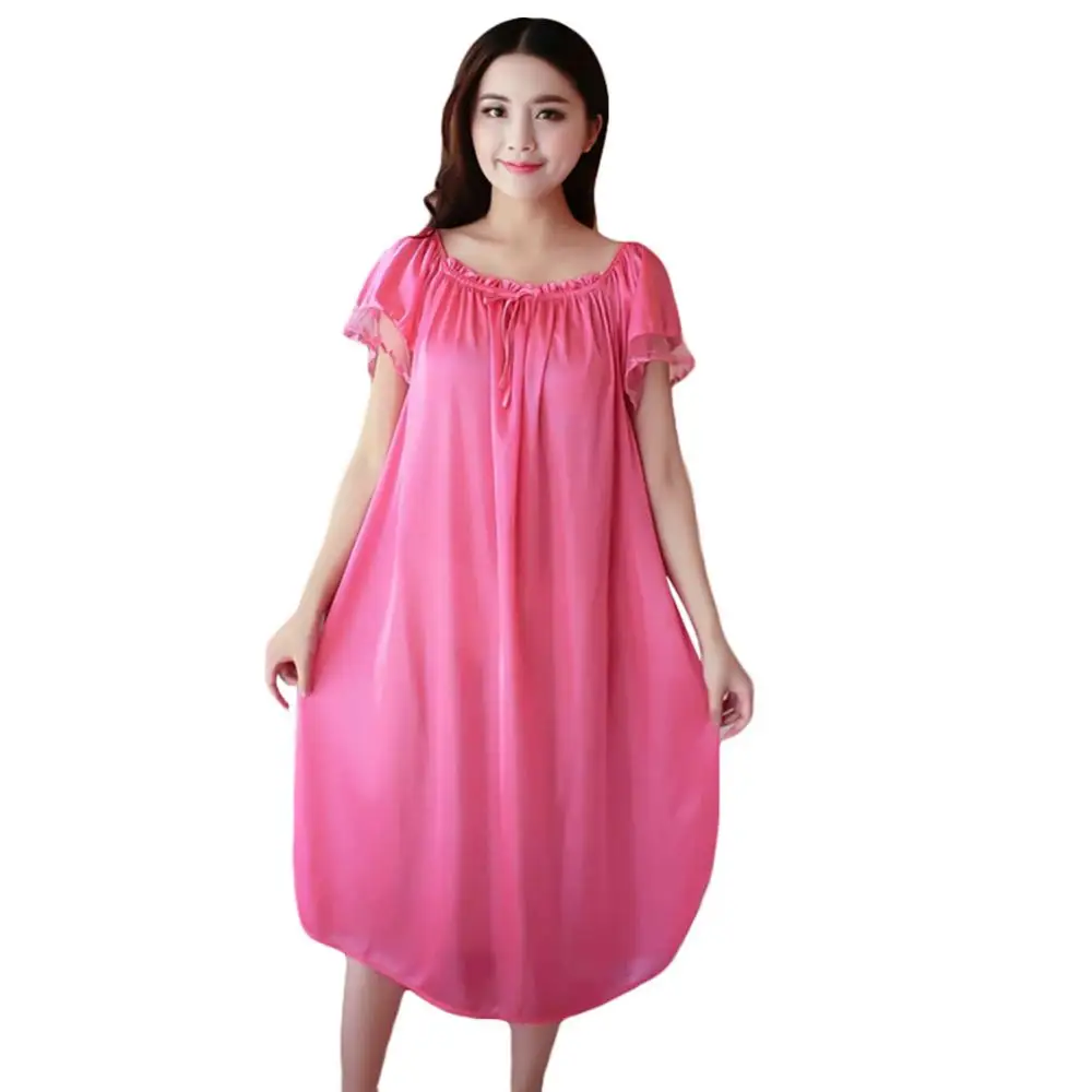 Sexy Women Nightdress Sleepwear Loose Dress Nightwear Summer Deep V Neck Home Clothes