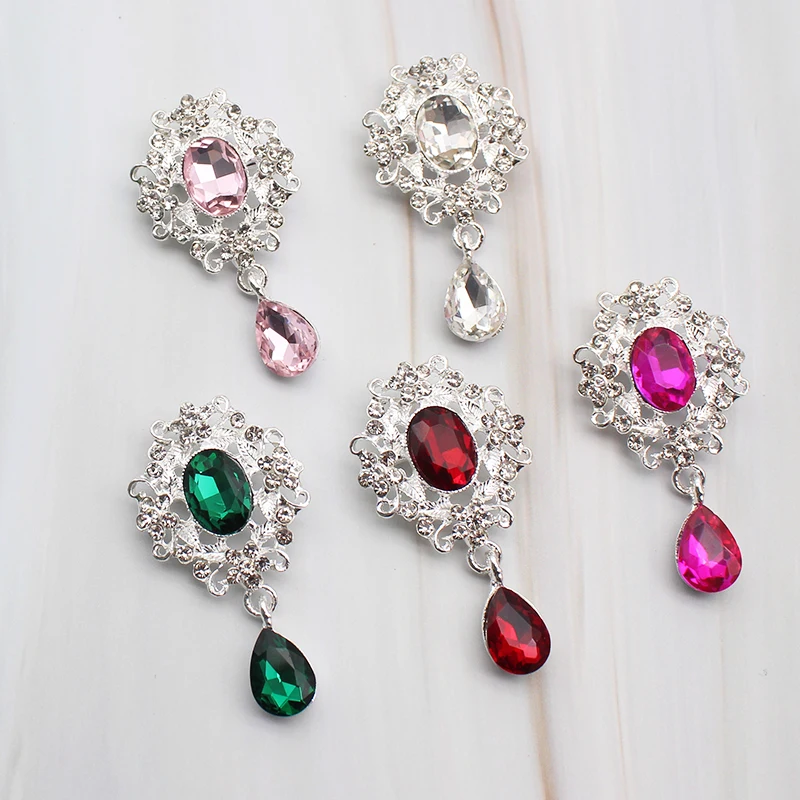 2pcs Detachable Crystal Brooches DIY Wedding Clothing Rhinestone Fixed Brooch Decorative Accessories