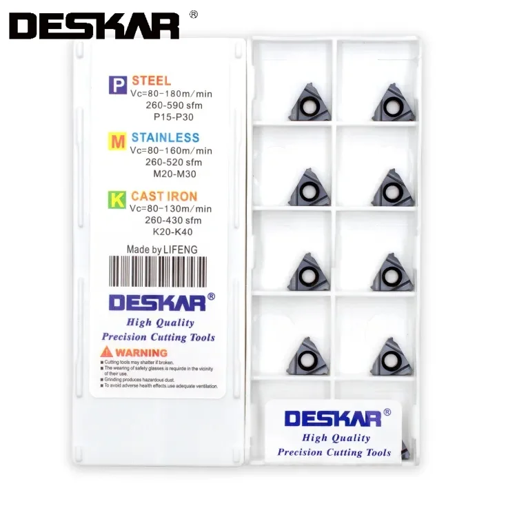 DESKAR 11IR 11ER A55 A60 1.0ISO 2.0ISO 1.25ISO LDA LDC CNC 선반 커터, 스레딩 카바이드 인서트, 터닝 공구 기계, 10 개