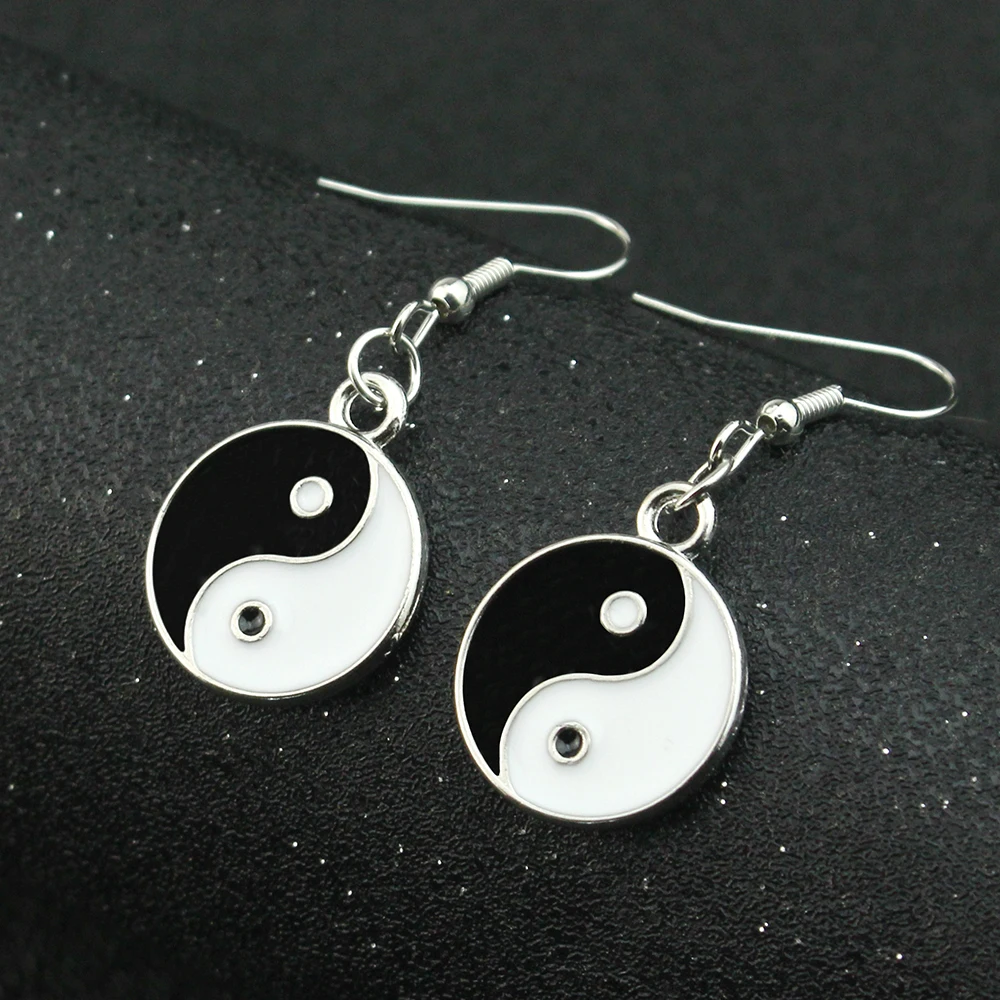 1Pair Tai Chi Earrings for Women China Style Double-sided Yin Yang Dangle Earings Jewelry Accessories Birthday Gift