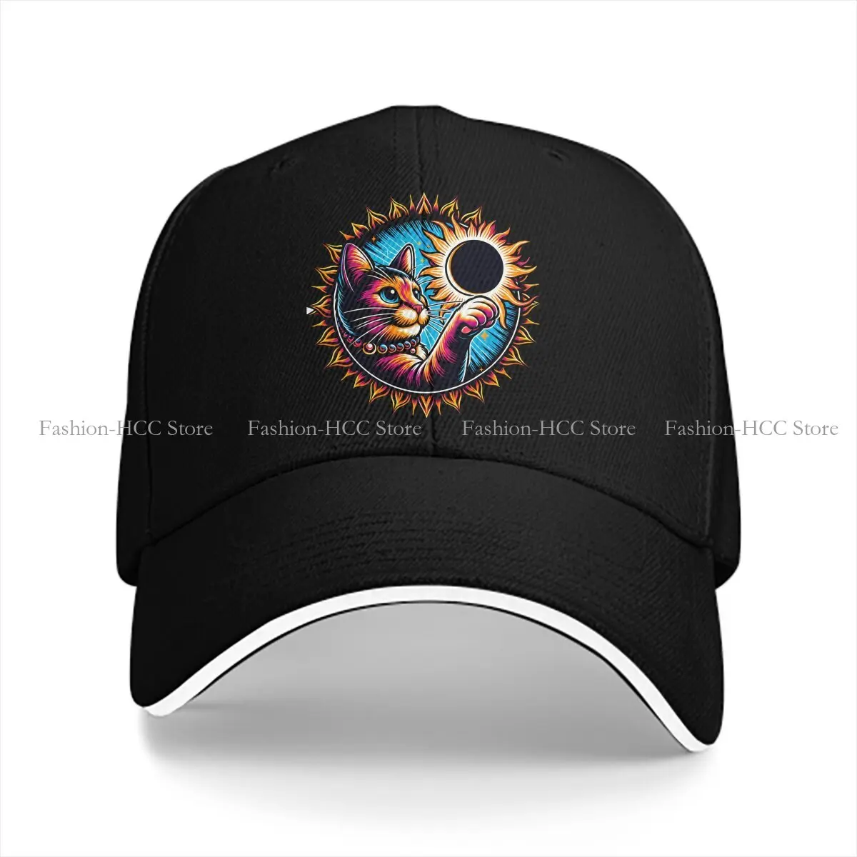 Pure Color Dad Hats Cat Pawsing The Sun Solar Hat Sun Visor Baseball Caps Solar Eclipse Peaked Cap