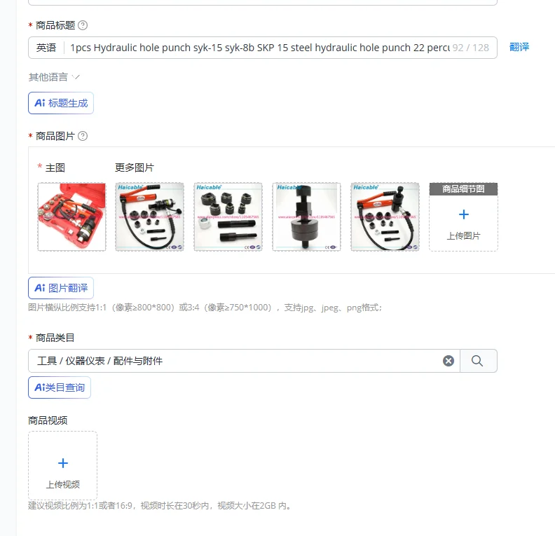 1pcs Hydraulic hole punch syk-15 syk-8b SKP 15 steel hydraulic hole punch 22 percussion tool