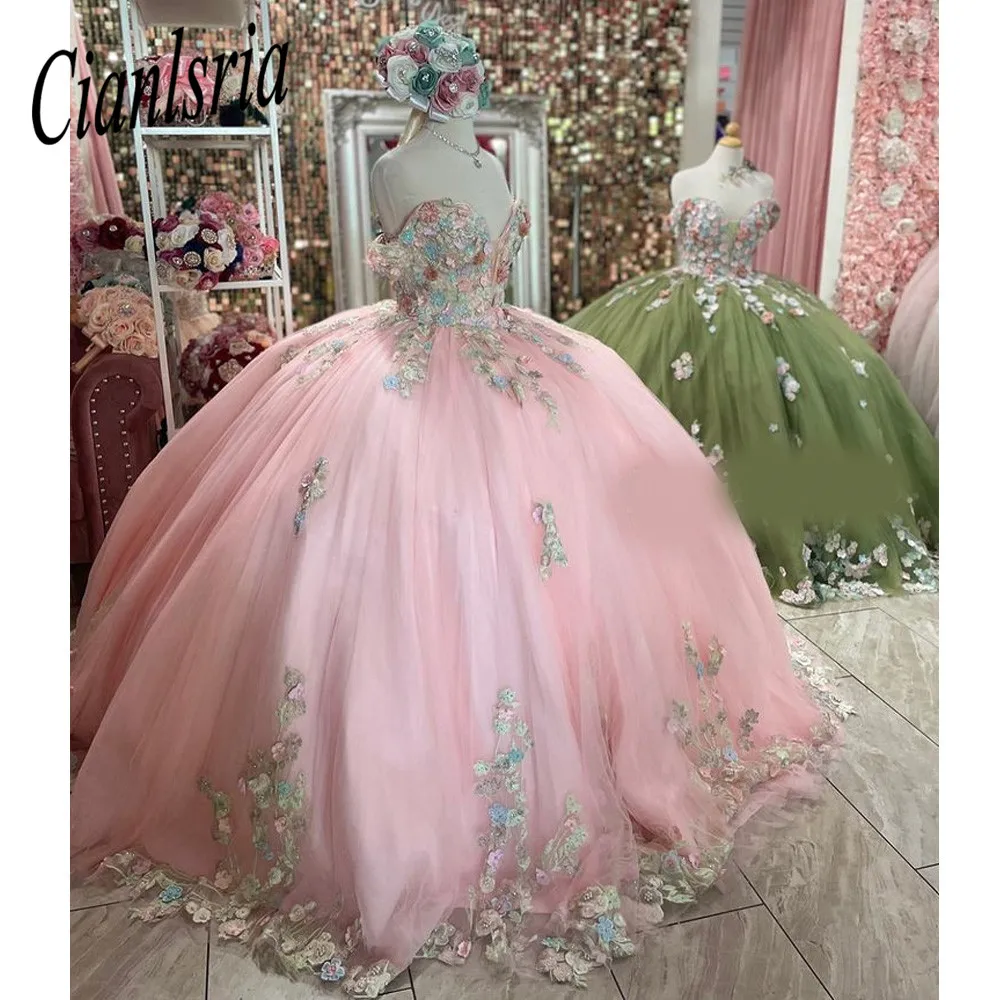 Vestido De quinceañera con hombros descubiertos, apliques De lentejuelas, Espalda descubierta, princesa dulce 16, baile, 15 Años, 2022