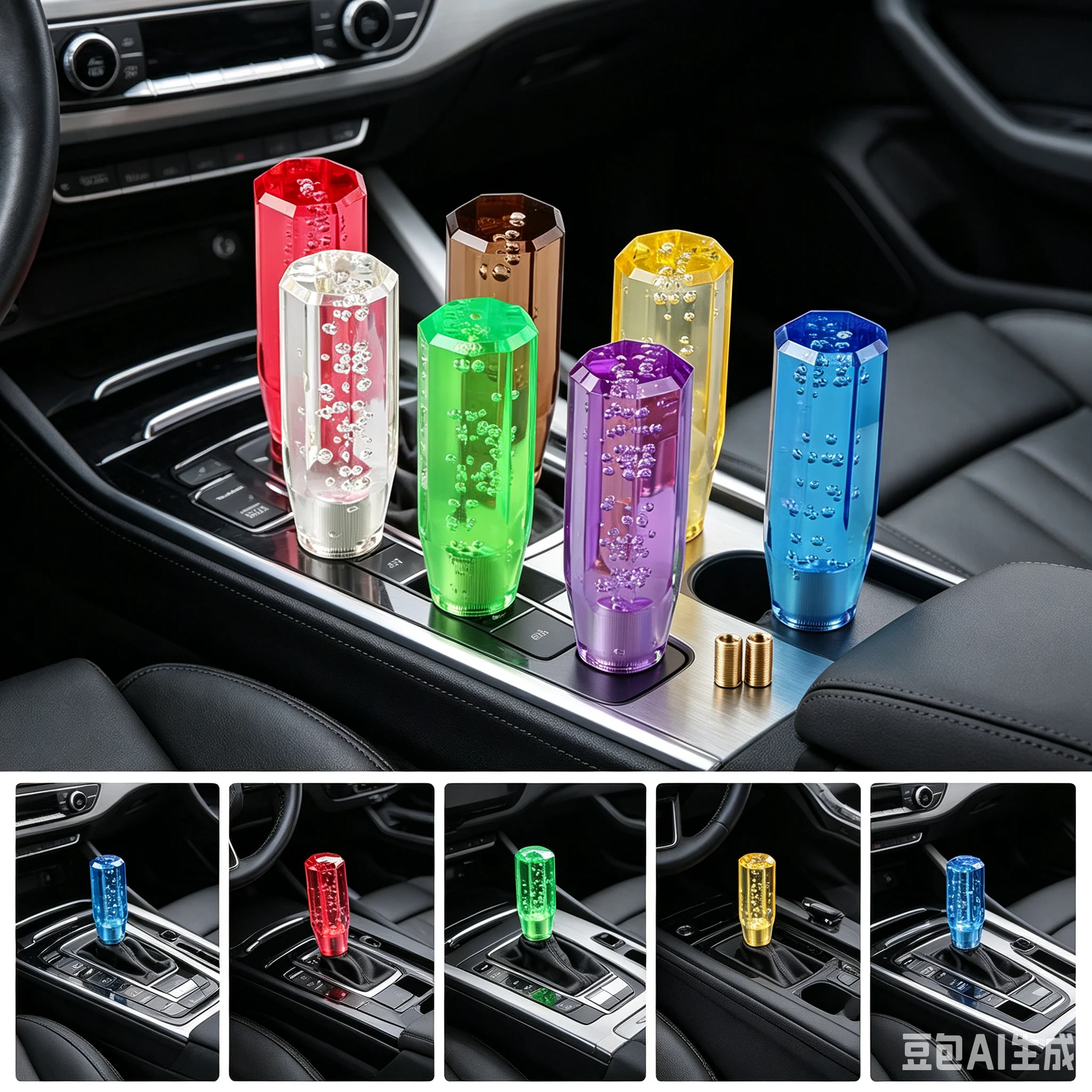 Universal Car Octagon Crystal Manual Bubble Gear Stick Shift Knob 150mm MT AT Shifter Lever AT MT