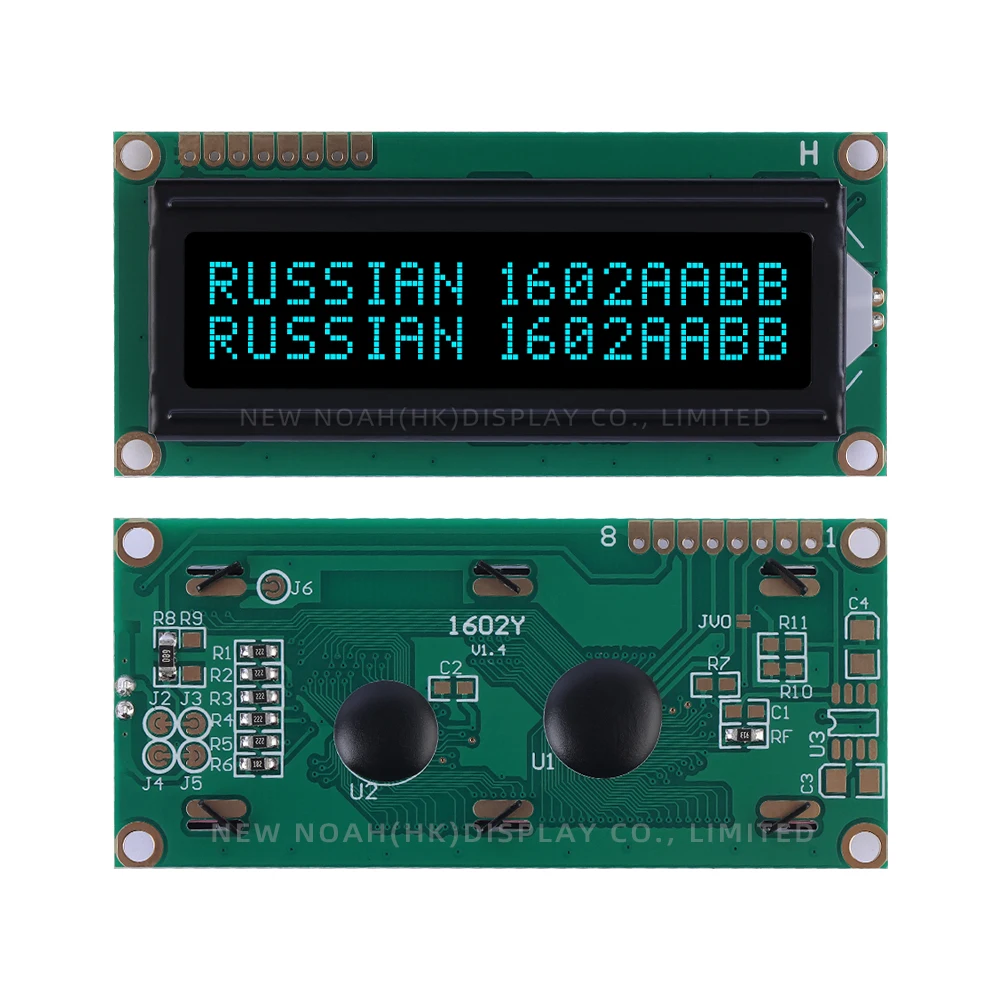 Russian BTN Black Film Ice Blue 1602Y Serial Port LCD Module 2*16 1602 Multiple Word Libraries AIP31068 Character Screen