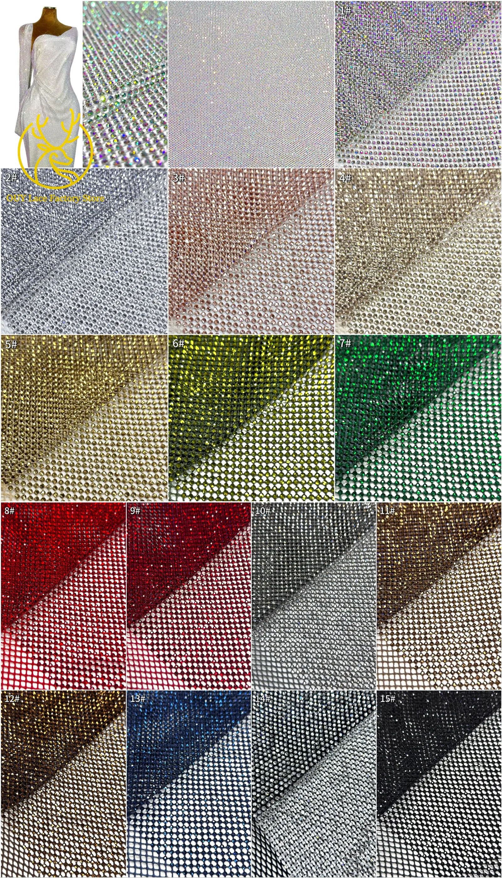 Hochwertiger Dubai-Steindiamant-Netzspitzenstoff Luxuriöser Afrikanischer Spitzenstoff Nigerianisches Nähmaterial für Damen-Abendkleider 2,5 Yards – Detail 3