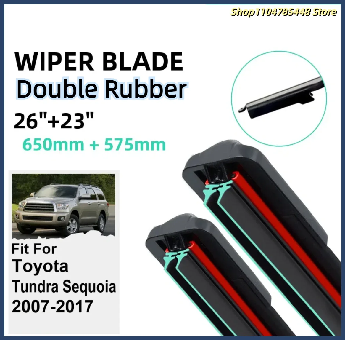 

Double Rubber Car Wiper Blades for Toyota Tundra Sequoia 2007-2017 Front Rubber Accessories 2011 2012 2013 2014 2015 2016 2017