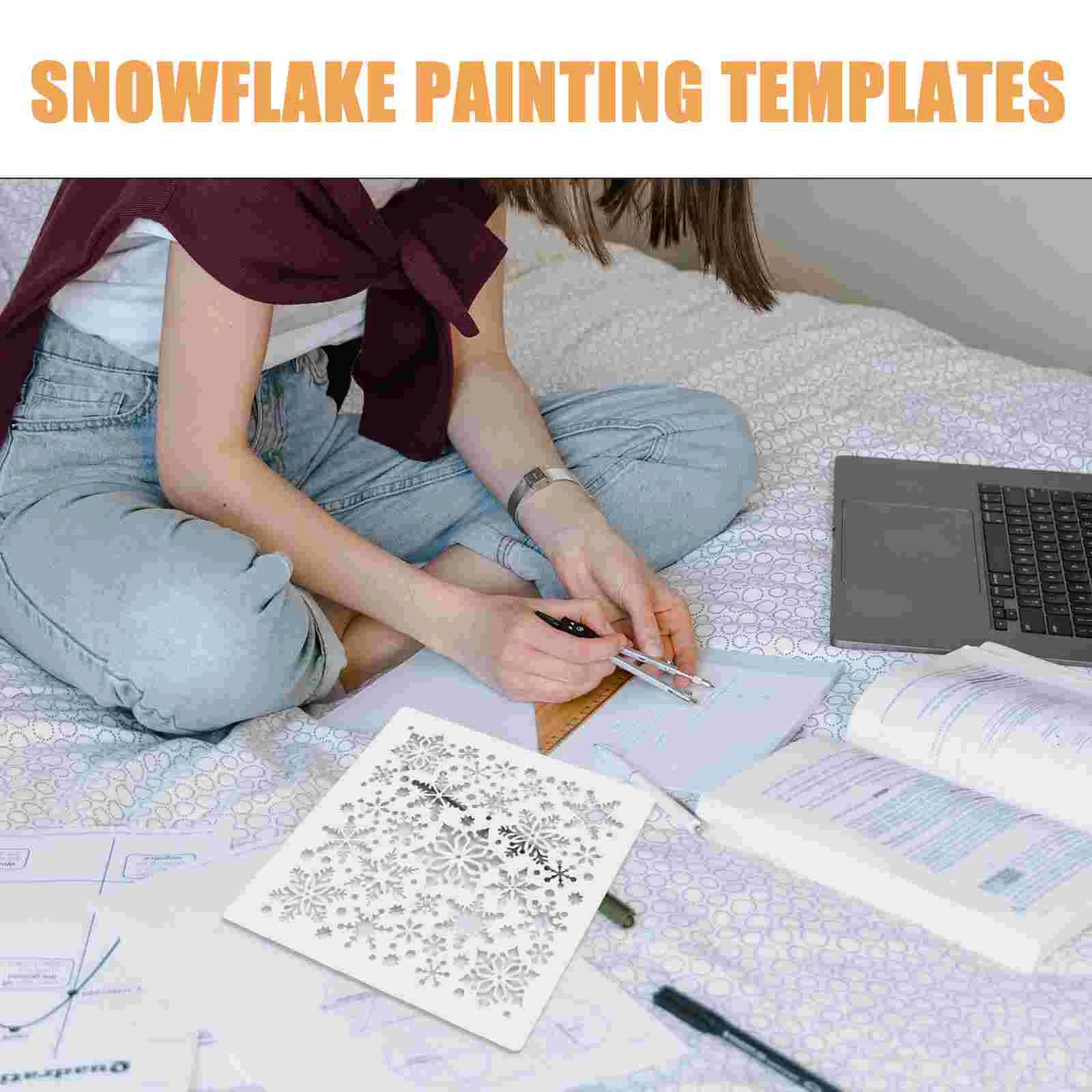 4 Pcs Painting Template Portable Stencils Cookie Christmas DIY Window Drawing Plastic Templates Graffiti