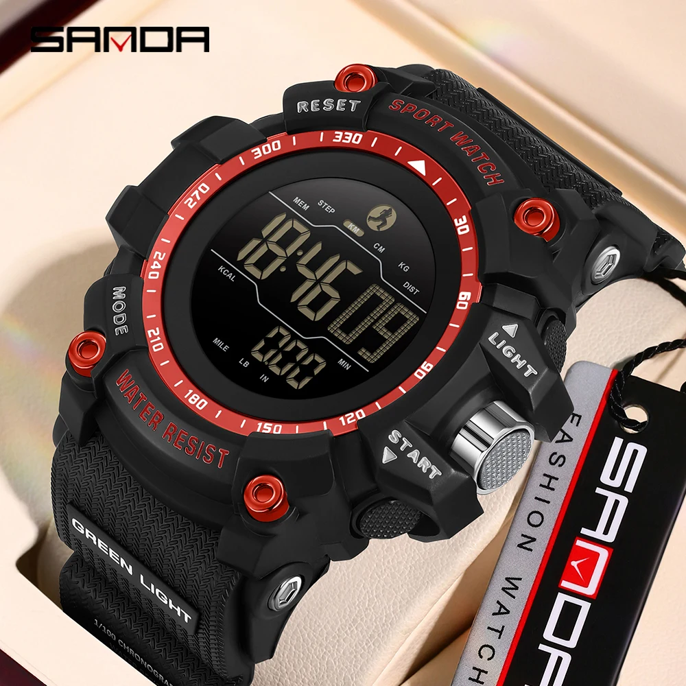 Fashion SANDA New 2192 Student Electronic Watch Calorie Pedometer LED Waterproof Dual Display Student Electronic Watch