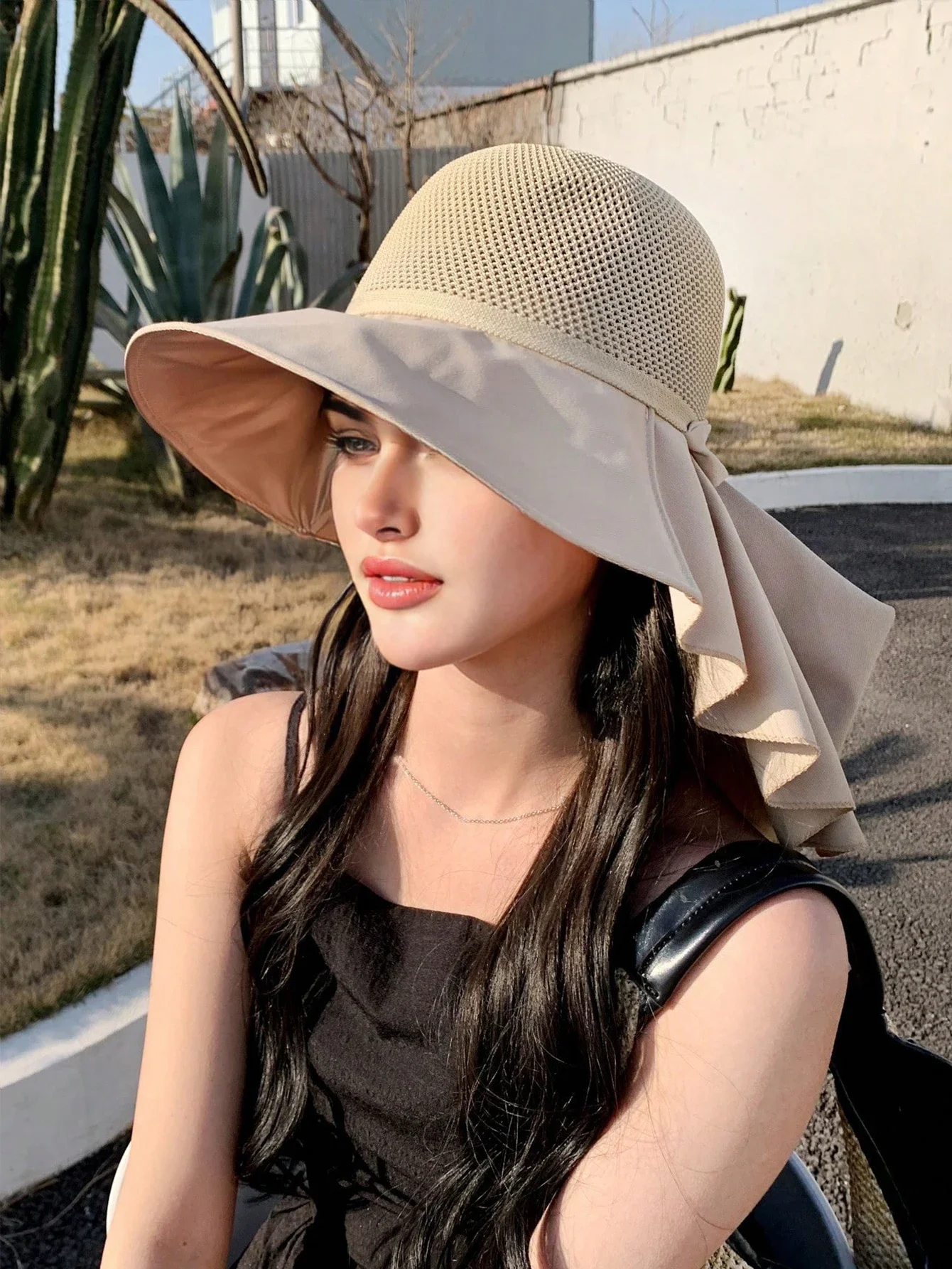 2024 New Women\'s Fashion Outdoor Tourism Sun Protection and Sunshade Hat Mesh Breathable Shawl Hat Face Protection Sun Hat